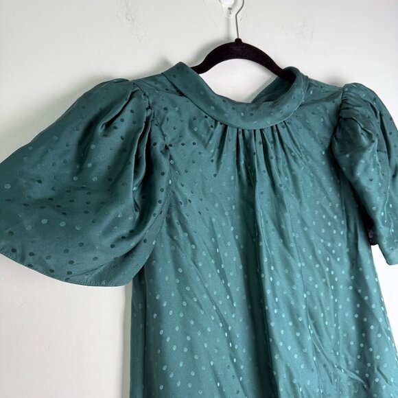 Tanya Taylor Dress 100% Silk Drop Waist Rosie Bottle Green Size XS - Picture 9 of 11